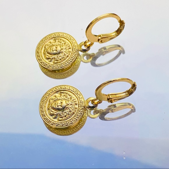 Gold Medusa Earrings - Picture 5 of 6